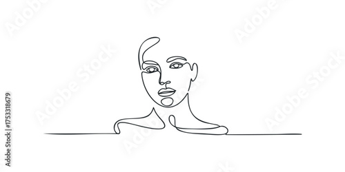 Single Line Drawing Abstract Face Portrait