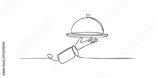 Hand holding serving dome with food