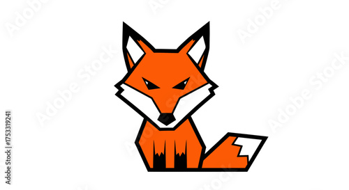 Minimalist Orange Fox Character with White Accents, Bold and Modern Graphic Design