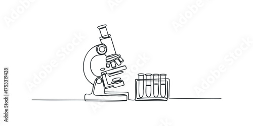 Microscope and test tubes scientific equipment