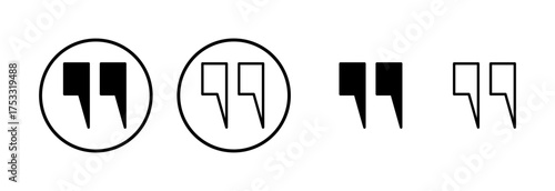 Quote icon logo design. Quotation mark sign and symbol