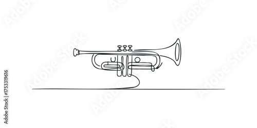 Single Line Drawing of a Trumpet Musical Instrument