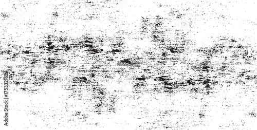 Monochrome texture composed of irregular graphic elements. Distressed uneven grunge background. Abstract vector illustration. Overlay for interesting effect and depth. Isolated on white background.