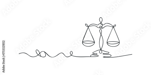 Simple Line Art Symbol of Justice Scales