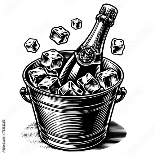 Champagne bottle in an ice bucket vetcor image illustration