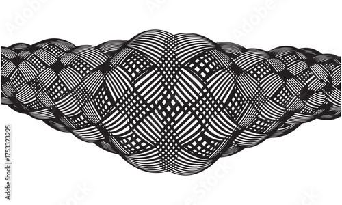 Monochrome Abstract Optical Illusion with Wavy Intersecting Lines