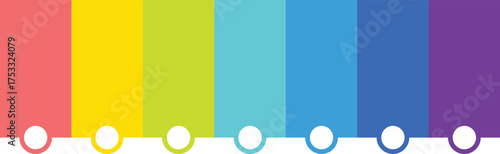 rainbow color progress bar timeline steps milestone indicator infographic horizontal sequential process design isolated on white background.