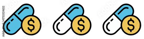 medicine bottle capsules dollar vector illustration