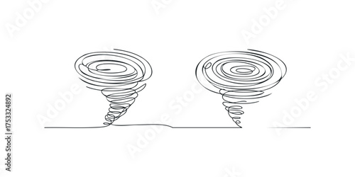 Two swirling vortex symbols on white background
