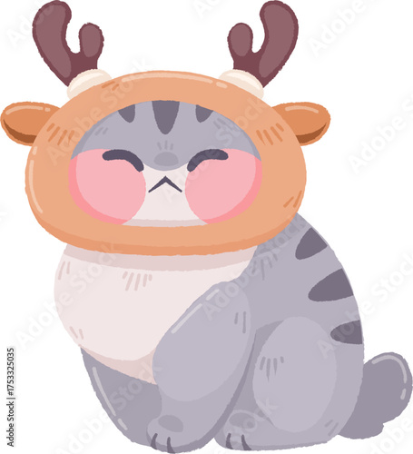 Kitty with Reindeer Headband