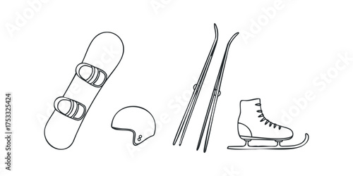Collection of winter sport equipment icons