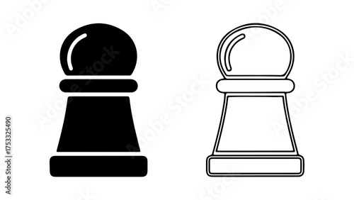Chess pawn outline and solid with transparent background
