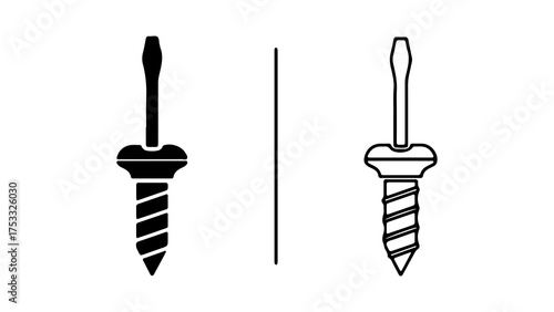 Screwdriver and screw icons with transparent background
