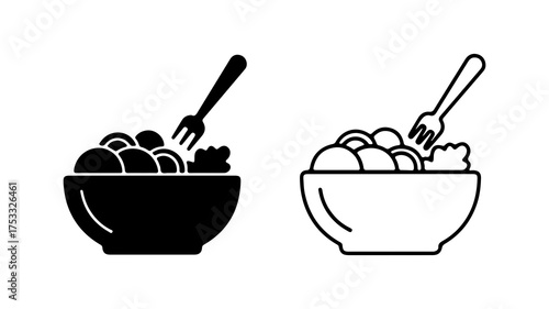 Salad bowl with fork with transparent background