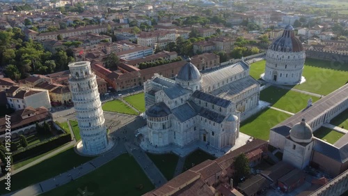 Pisa, Italy - September 05, 2025: the majestic architecture of Pisa’s historical Square of Miracles at sunset