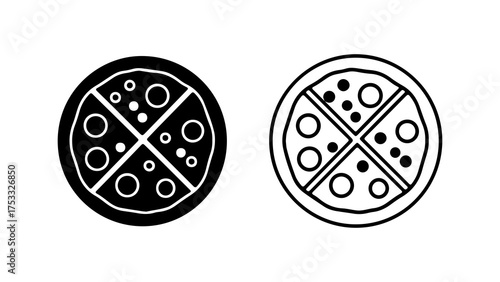 Pizza slices with outline and solid fill