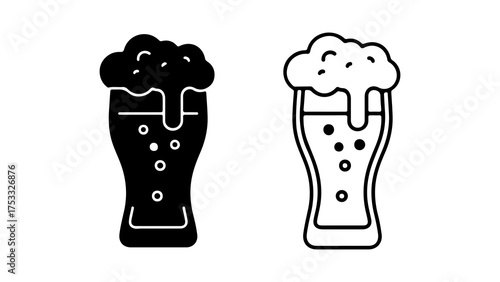 Beer glass with foam with transparent background