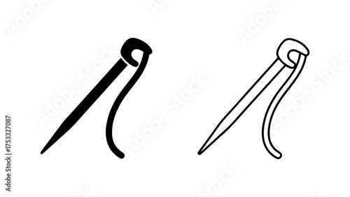 Sewing needle with loop with transparent background