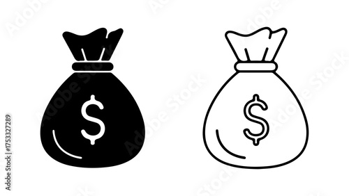 Money bag icon with transparent background