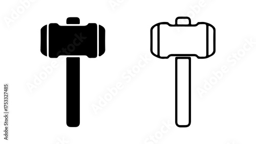 Gavel icons with outline and solid fill with transparent background