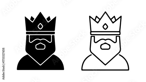 King head with beard and crown with transparent background