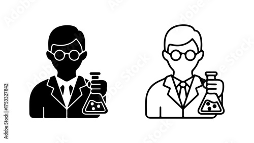 Scientist holding flask with transparent background