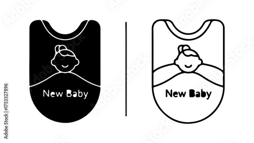 Baby bib with face and text with transparent background