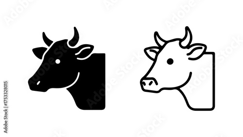 Cow head icons with transparent background