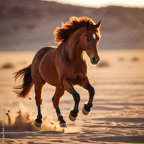 The horse’s mid-air pose showcases both motion and control, making this photograph perfect for projects celebrating vitality, nature, and independence. 