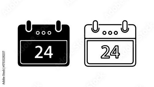 Calendar date twenty-four with transparent background