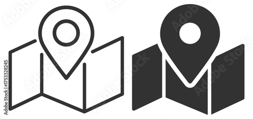 Map location pin icon set on transparent background