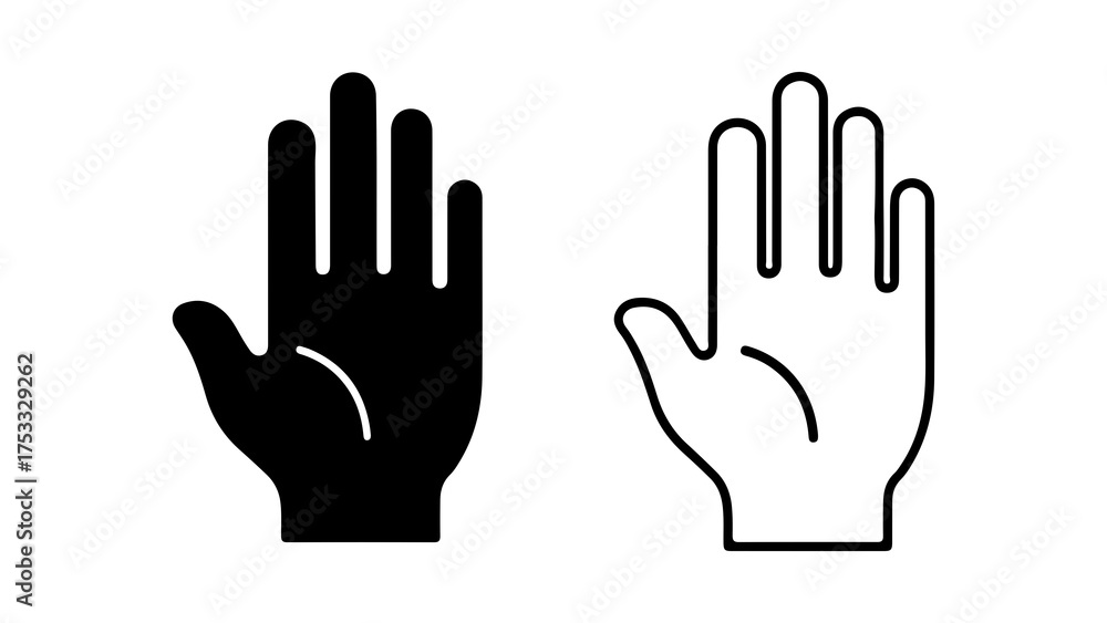 Fototapeta premium Hand icons with outline and solid fill with transparent background