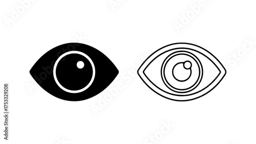 Eye icons with outline and solid fill with transparent background