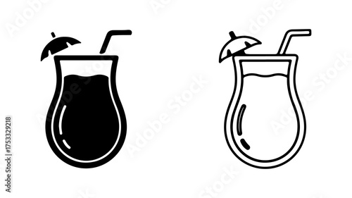 Tropical cocktail with garnish with transparent background