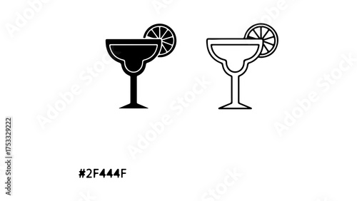 Cocktail glass with orange slice with transparent background