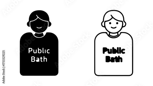 Public bath attendant icons with transparent background