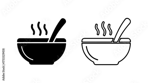 Bowl of soup with spoon with transparent background