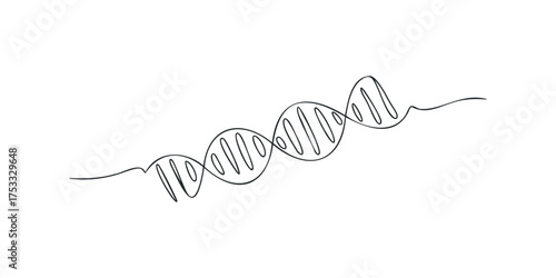 DNA Double Helix Outline Minimalist Drawing