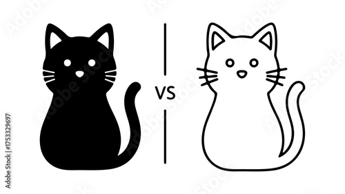 Black and white cats facing off with transparent background