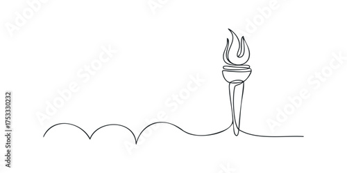 Continuous line drawing of a burning torch