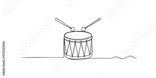 Drum and Sticks Minimalist Line Drawing