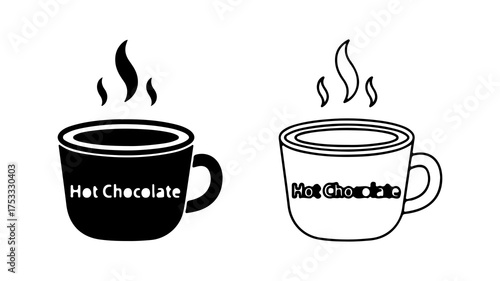 Hot chocolate cups with steam with transparent background