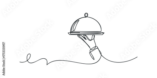 Hand serving food with covered dish