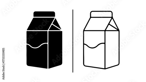 Milk carton outline and solid with transparent background