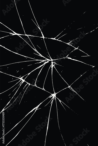 Dark broken glass texture vector with shining crack details, perfect for edgy backgrounds, poster art, or modern digital design.