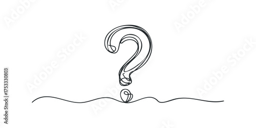 Question mark symbol sketched on a white background