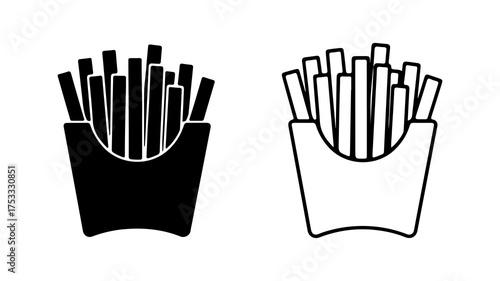 French fries in paper container with transparent background