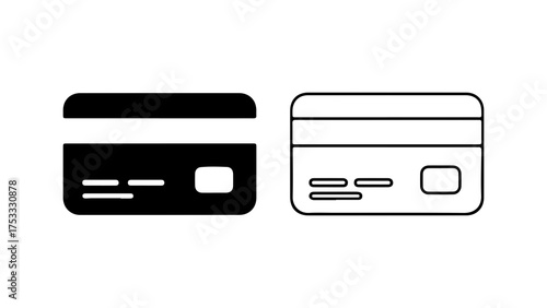 Credit cards outline and solid with transparent background
