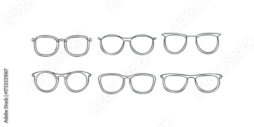 Collection of sketched eyeglass frames in various styles