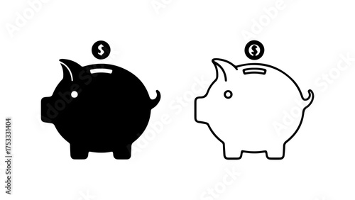 Piggy bank with dollar coin with transparent background